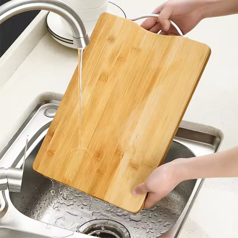 Household Disposable Bamboo Cutting Board 1.8cm Thick Square Double-Sided Aluminum Handle Dishwasher Safe Kneading Chopping TP